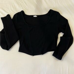 Garage long sleeve black crop top